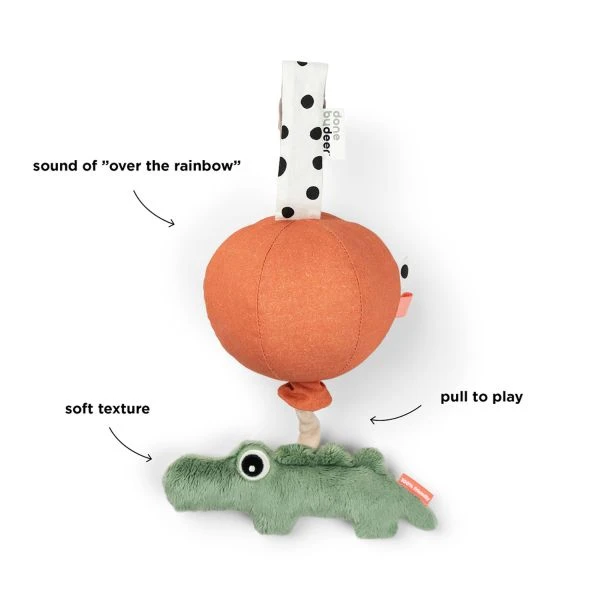 Done By Deer Happy Clouds Croco Muziekmobiel - Green 4 Done By Deer Happy Clouds Croco Muziekmobiel - Green - Afbeelding 2