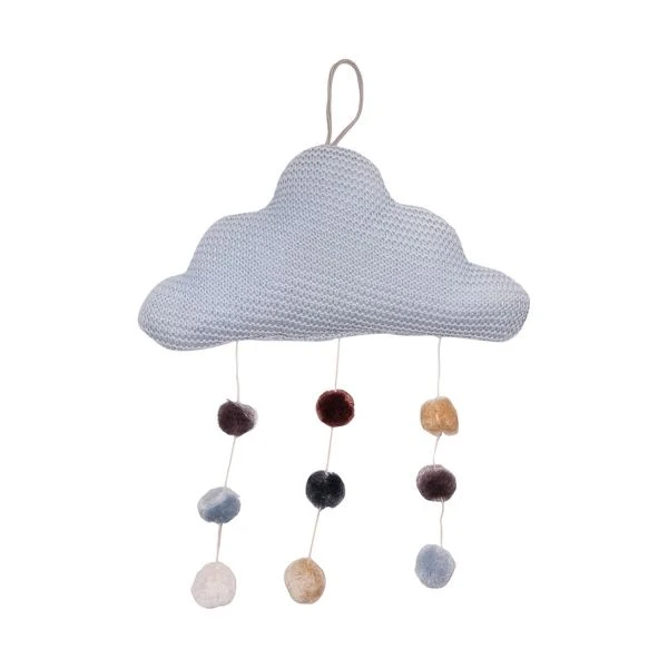 Bamboom Mobiel Wolkje Pompon Licht Blauw