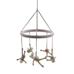 Hanging Mobile Monkeys Powder/gold 40007-20